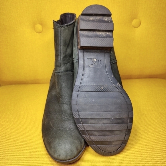 Sorel Lolla Chelsea Black Suede Leather Heeled Pull On Ankle Boots Size 8 - Picture 10 of 11